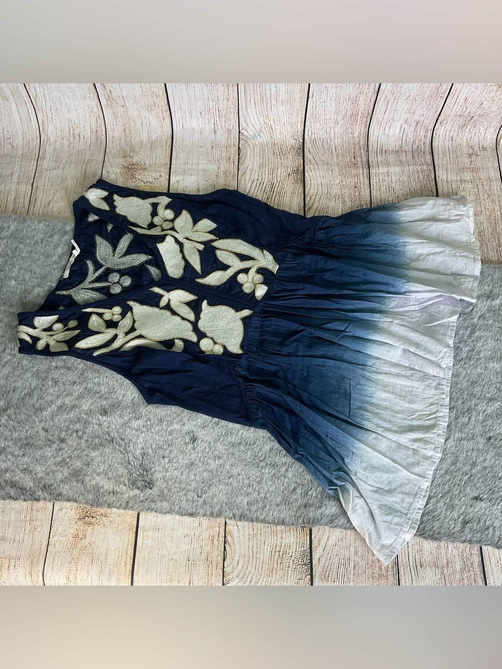 Anthropologie Floreat Embroidered Dip-Dye Blouse Size M